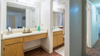 Ridgepointe large bathroom with vanity sink and drawers